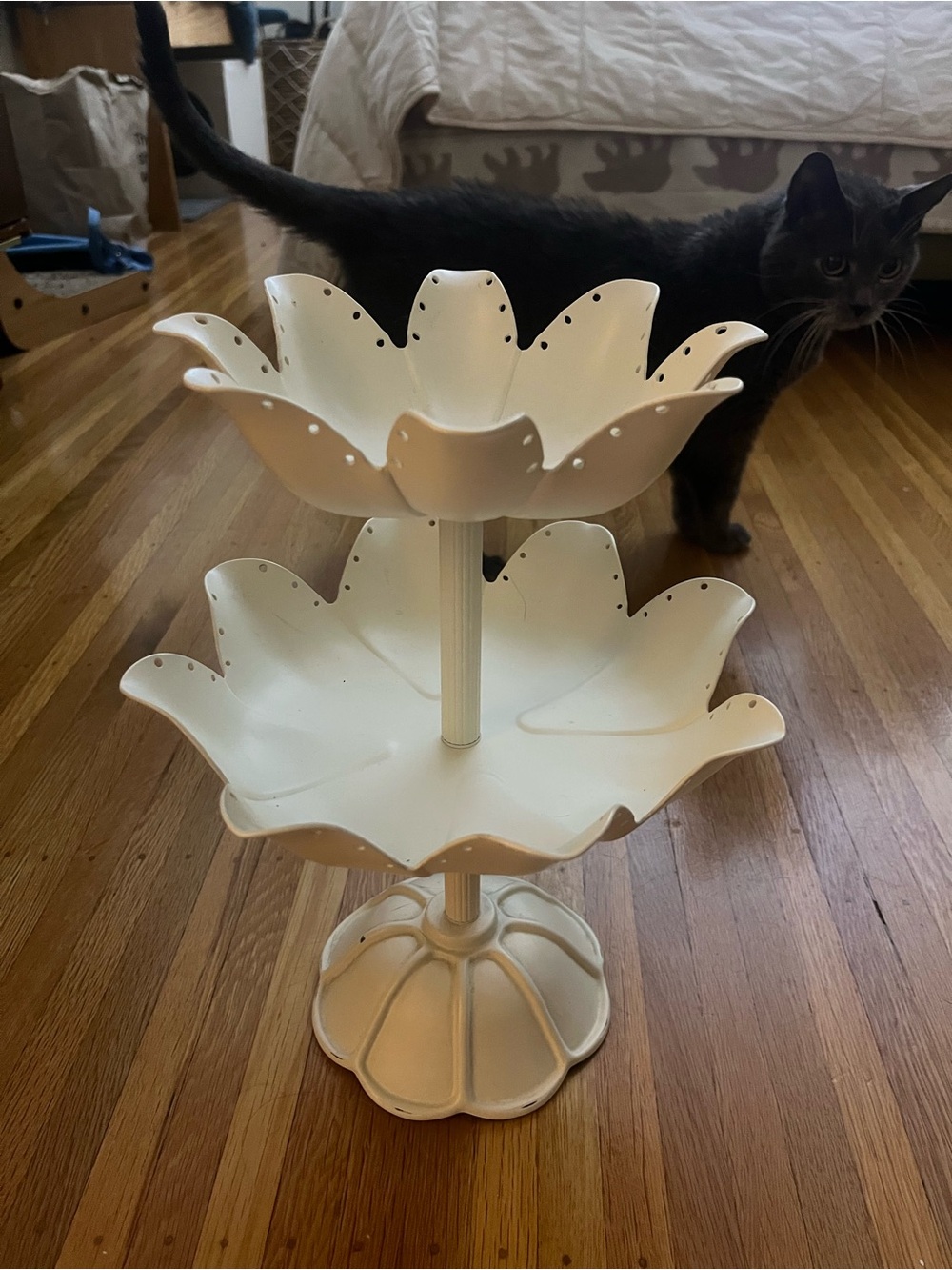 PB Teen Ivory Two-Tier Flower Metal Jewelry Display Stand